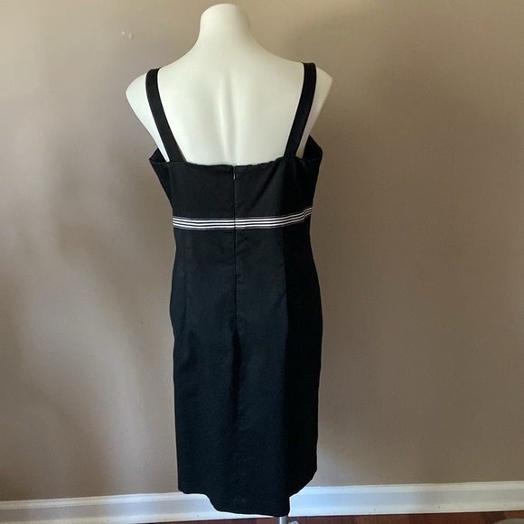 Vintage Clues Collection Black & White Sleeveless Cocktail Dress Striped Bow - Picture 3 of 5